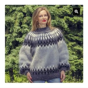 Vintage Icelandic Lopapeysa Wool Sweater in Gray Size Small